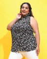 Shop Women's Black & White Floral Printed Plus Size Shirt-Design