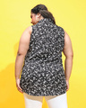 Shop Women's Black & White Floral Printed Plus Size Shirt-Full