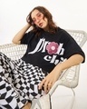 Shop Women's Black & White Problem Child Graphic Printed Oversized Co-ordinates-Front