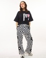 Shop Women's Black & White Problem Child Graphic Printed Oversized Co-ordinates-Full