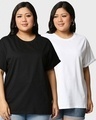 Shop Pack of 2 Women's Black & White Plus Size Boyfriend T-shirt-Front