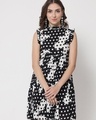 Shop Women's Black & White Polka Printed Dress-Front