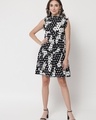 Shop Women's Black & White Polka Printed Dress-Design
