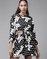 Shop Women's Black & White Polka Printed Dress-Front