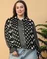 Shop Women's Black & White Polka Printed Plus Size Shirt-Front