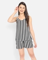 Shop Women's Black & White Striped Nightsuit-Front