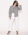 Shop Women's Black & White Striped Oversized Shirt-Full