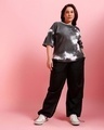 Shop Women's Black & White Tie & Dye Plus Size Oversized T-shirt-Full