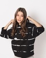 Shop Women's Black & White Tie N Dye Hoodie Sweatshirt-Front
