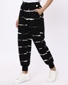 Shop Women's Black & White Tie N Dye Relaxed Fit Joggers-Design