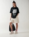 Shop Women's Black Who Cares Graphic Printed Oversized T-shirt