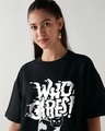 Shop Women's Black Who Cares Graphic Printed Oversized T-shirt