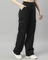Shop Women's Black Wide Leg Cargo Jeans-Design