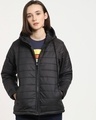 Shop Women's Black Winter Relaxed Fit Puffer Jacket-Front
