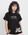 Shop Women's Black Worst Enemies Typography Boyfriend T-shirt-Front
