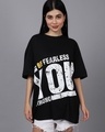 Shop Women's Black You Typography Oversized T-shirt-Front