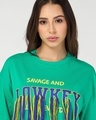 Shop Women's Blarney Green Embellished Oversized T-shirt