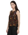 Shop Women's Blossoms Printed Split Neck Brown Top-Design