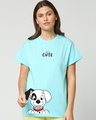 Shop Women's Blue 100% Cute Graphic Printed Boyfriend T-shirt-Front