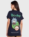 Shop Women's Blue 8 Bit Rick And Morty Graphic Printed Boyfriend T-shirt-Front