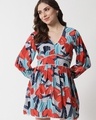 Shop Women's Blue Abstract Printed Dress-Front