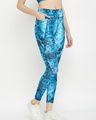 Shop Women's Blue Abstract Printed Slim Fit Activewear Tights-Design