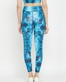 Shop Women's Blue Abstract Printed Slim Fit Activewear Tights-Full