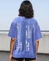 Shop Women's Blue Active Typography Oversized Acid Wash T-shirt-Front