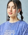 Shop Women's Blue Active Typography Oversized Acid Wash T-shirt