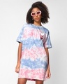 Shop Women's Blue All Hearts Tie & Dye Oversized Dress-Front