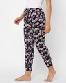 Shop Women's Blue All Over Floral Printed Cotton Lounge Pants-Full