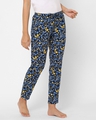 Shop Women's Blue All Over Floral Printed Cotton Lounge Pants-Full
