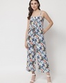 Shop Women's Blue All Over Floral Printed Jumpsuit-Front