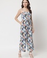 Shop Women's Blue All Over Floral Printed Jumpsuit-Full