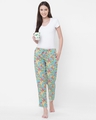 Shop Women's Blue All Over Floral Printed Lounge Pants