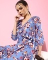 Shop Women's Blue All Over Floral Printed Ruffled Dress-Full