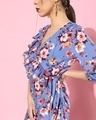 Shop Women's Blue All Over Floral Printed Ruffled Dress