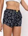 Shop Women's Blue All Over Flower Printed Boxers-Front