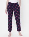 Shop Women's Blue All Over Heart Printed Lounge Pants-Front