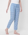 Shop Women's Blue All Over Leaf Printed Lounge Pants-Full