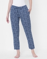 Shop Women's Blue All Over Polka Printed Lounge Pants-Front