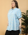 Shop Women's Blue All Over Printed Boxy Fit Plus Size Tunic Shirt-Design