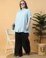 Shop Women's Blue All Over Printed Boxy Fit Plus Size Tunic Shirt