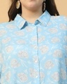 Shop Women's Blue All Over Printed Boxy Fit Plus Size Tunic Shirt