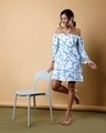 Shop Women's Blue & White All Over Printed Mini Dress-Full
