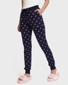 Shop Women's Blue All Over Printed Lounge Joggers-Front