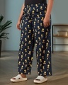 Shop Women's Blue All Over Printed Oversized Plus Size Pyjamas-Front