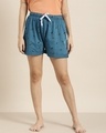 Shop Women's Blue All Over Printed Shorts-Front