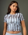 Shop Women's Blue All Over Printed Slim Fit Short Top