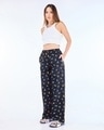 Shop Women's Blue All Over Printed Wide Leg Pyjamas-Full